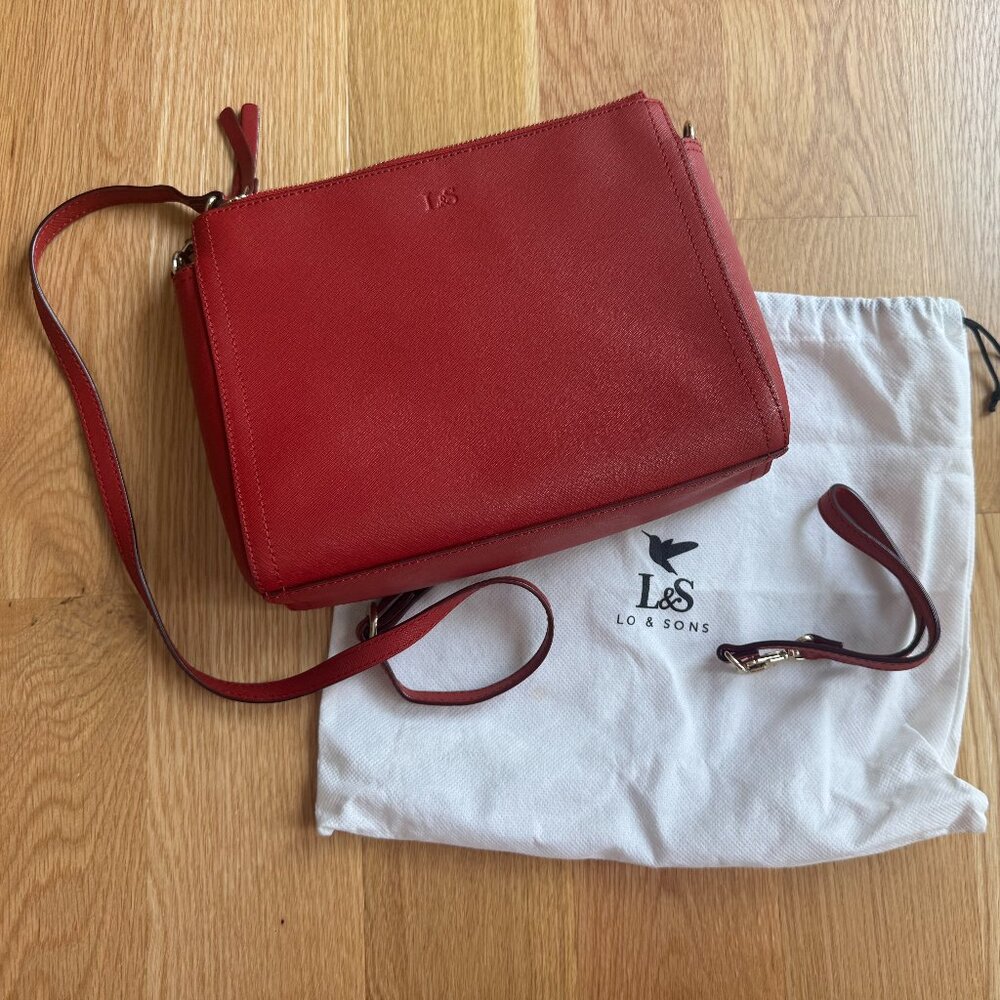 Lo & Sons Pearl Crossbody Bag – Red Leather